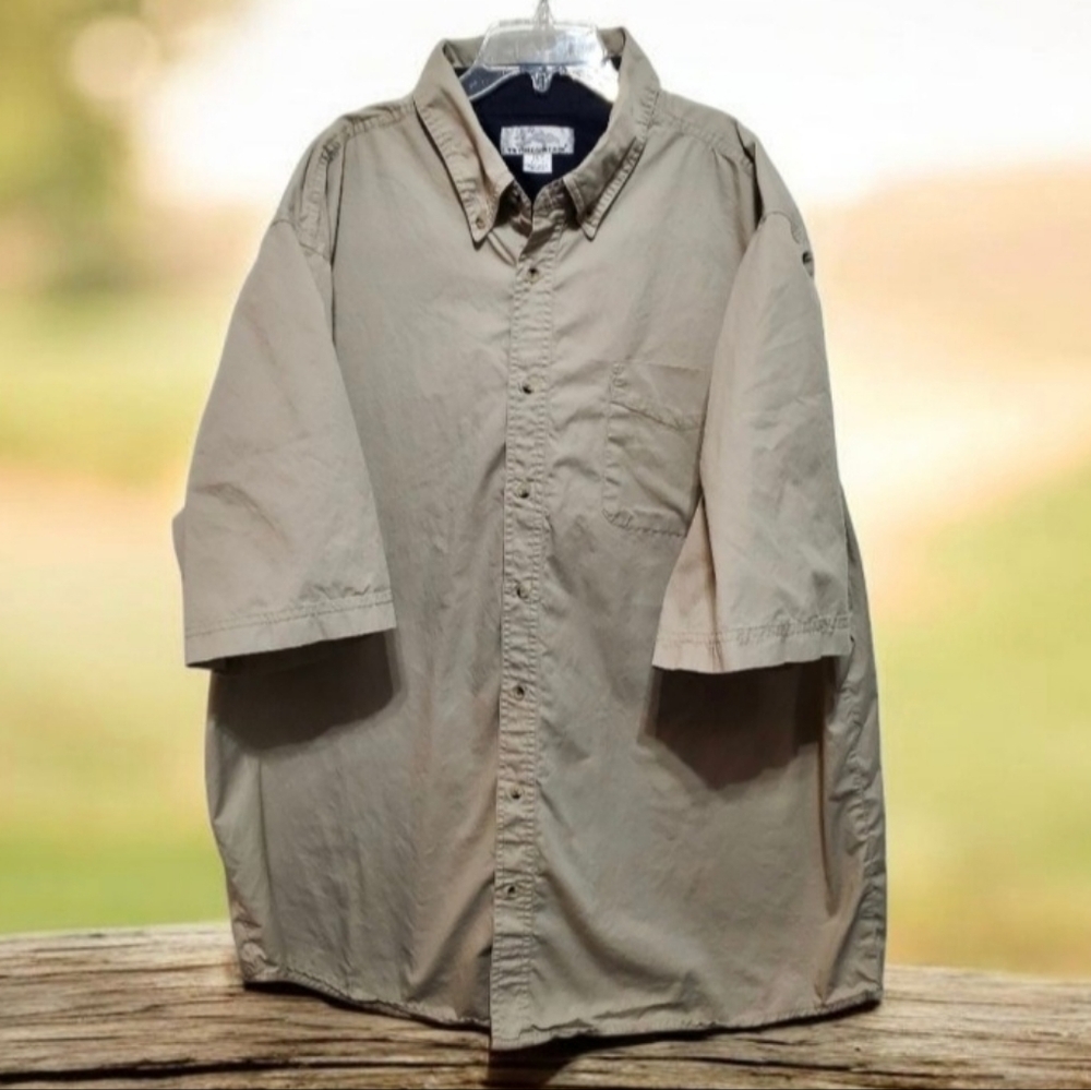 Tri-Mountain Men's Beige Button Down Shirt 3XLT